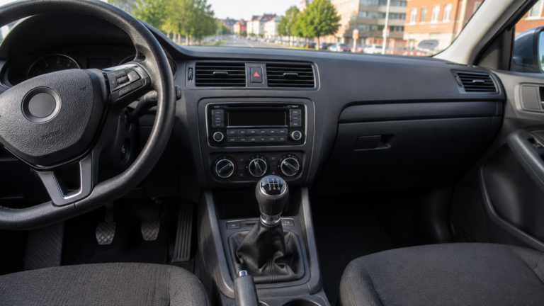 Manual gearbox inside a car as manual cars in Sweden decline
