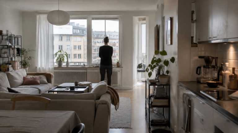 Interior of a Swedish apartment illustrating average living space per person in Sweden.