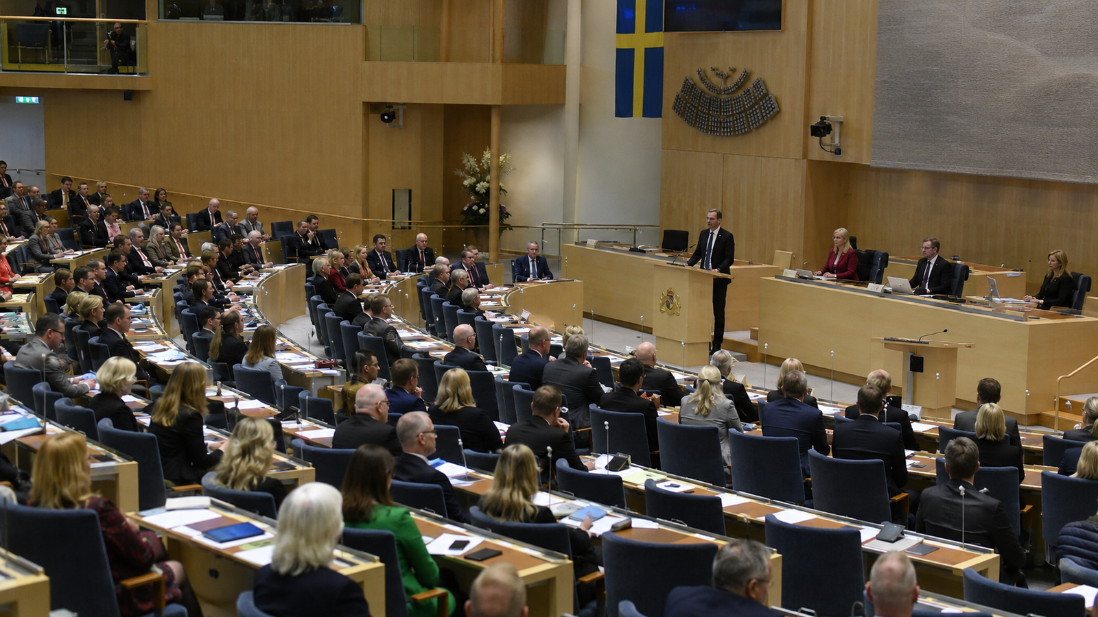 Swedish Riksdag chamber during a parliamentary debate on family immigration rules
